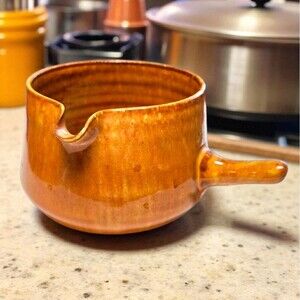 Vintage Studio Pottery Creamer Signed VS MCM Brown Glaze Handcrafted 3x2”